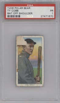 Ty Cobb from the 1909-11 T206 set featuring a Variation parallel graded by PSA and given an overall grade of 1.