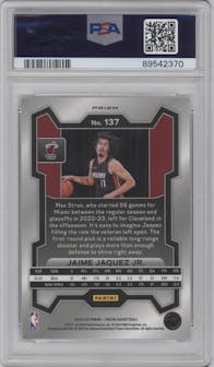 Jaime Jaquez Jr. from the 2023-24 Panini Prizm set featuring a Silver Prizm  parallel graded by PSA and given an overall grade of 10.