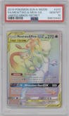 Mewtwo & Mew GX from the 2019 Pokemon S&M  set graded by PSA and given an overall grade of 10.