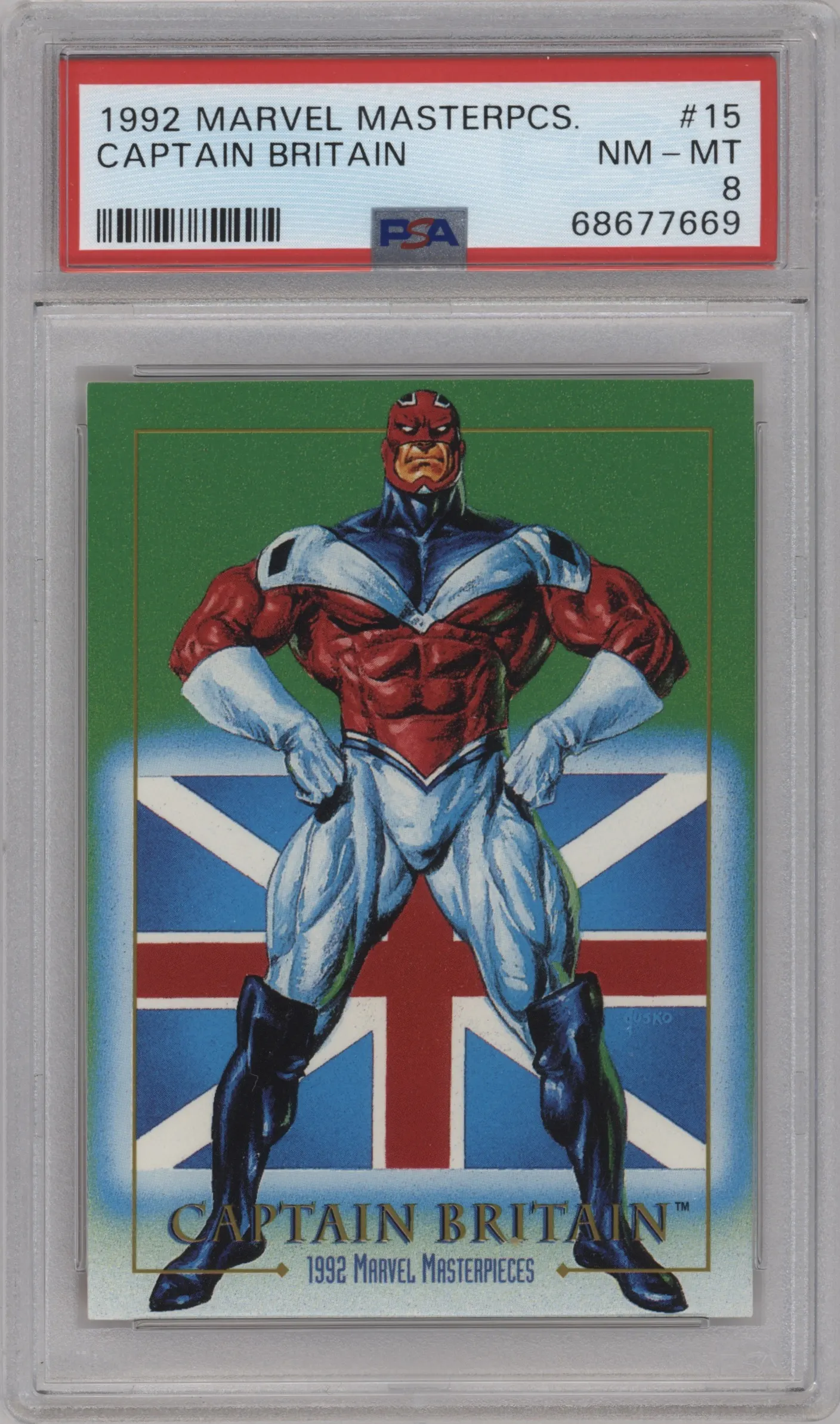 1992 SkyBox Marvel Masterpieces Captain Britain #15 PSA 8