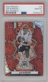 Joe Burrow from the 2022 Panini Mosaic set featuring a Red Sparkle parallel graded by PSA and given an overall grade of 10.