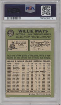 Willie Mays from the 1967 Topps set graded by PSA and given an overall grade of 7.