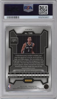 Victor Wembanyama from the 2023-24 Panini Prizm set featuring a Ice Prizm parallel graded by PSA and given an overall grade of 10.