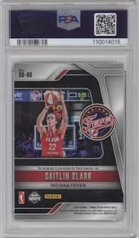 Caitlin Clark from the 2024 Panini Prizm WNBA set graded by PSA and given an overall grade of 10.