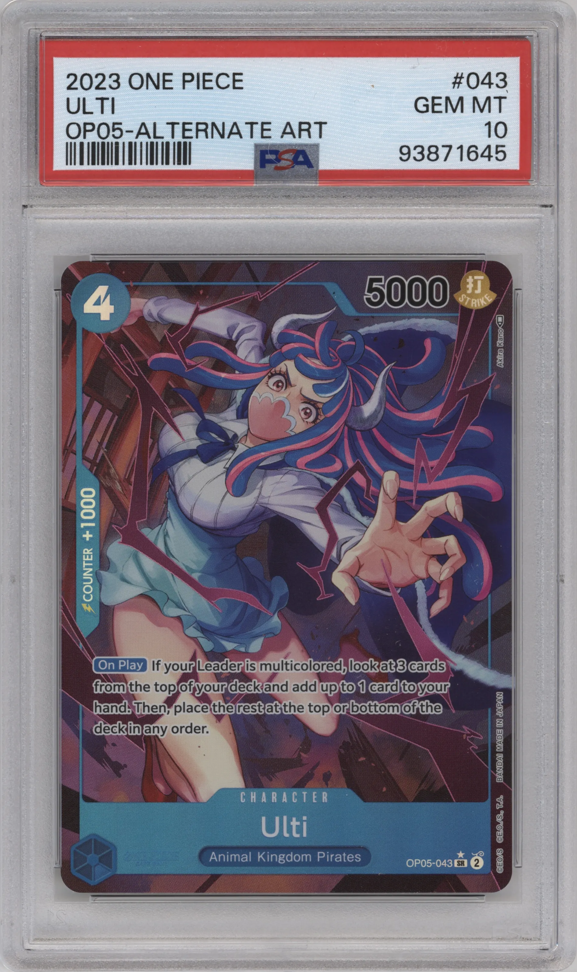 2023 One Piece Awakening of the New Era Ulti Alternate Art SR #OP05-043 SR PSA 10