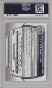 Landen Maroudis from the 2023 Bowman Draft set graded by PSA and given an overall grade of 10.