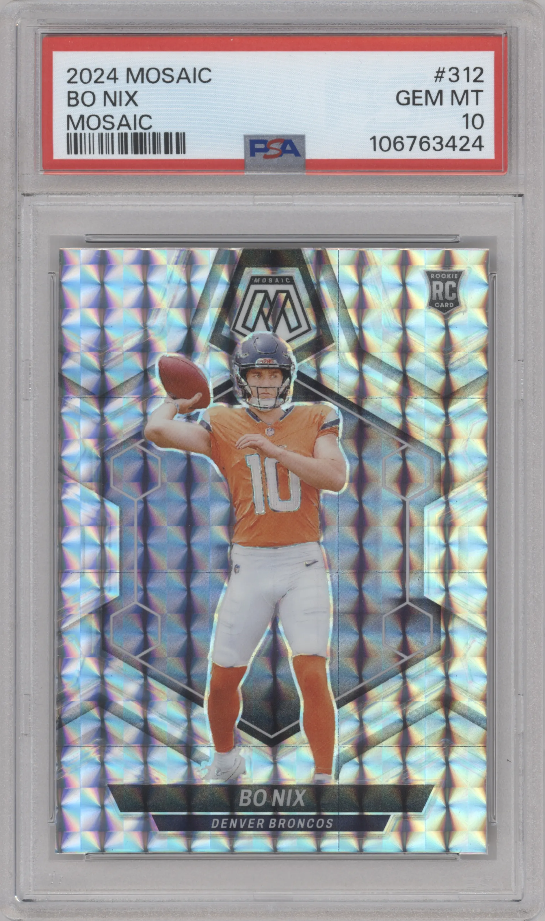 2024 Panini Mosaic Bo Nix Mosaic #312 PSA 10