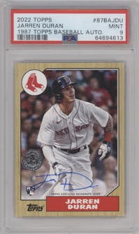 Jarren Duran from the 2022 Topps  Series 1 set graded by PSA and given an overall grade of 9.