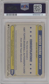 Jarren Duran from the 2022 Topps  Series 1 set graded by PSA and given an overall grade of 9.