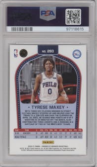 Tyrese Maxey from the 2020-21 Panini Chronicles set graded by PSA and given an overall grade of 10.