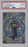 Zach Charbonnet from the 2023 Panini Mosaic set graded by PSA and given an overall grade of 10.