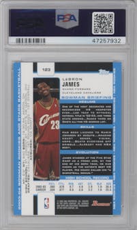LeBron James  from the 2003-04 Bowman set graded by PSA and given an overall grade of 8.