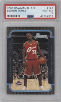 LeBron James  from the 2003-04 Bowman set graded by PSA and given an overall grade of 8.