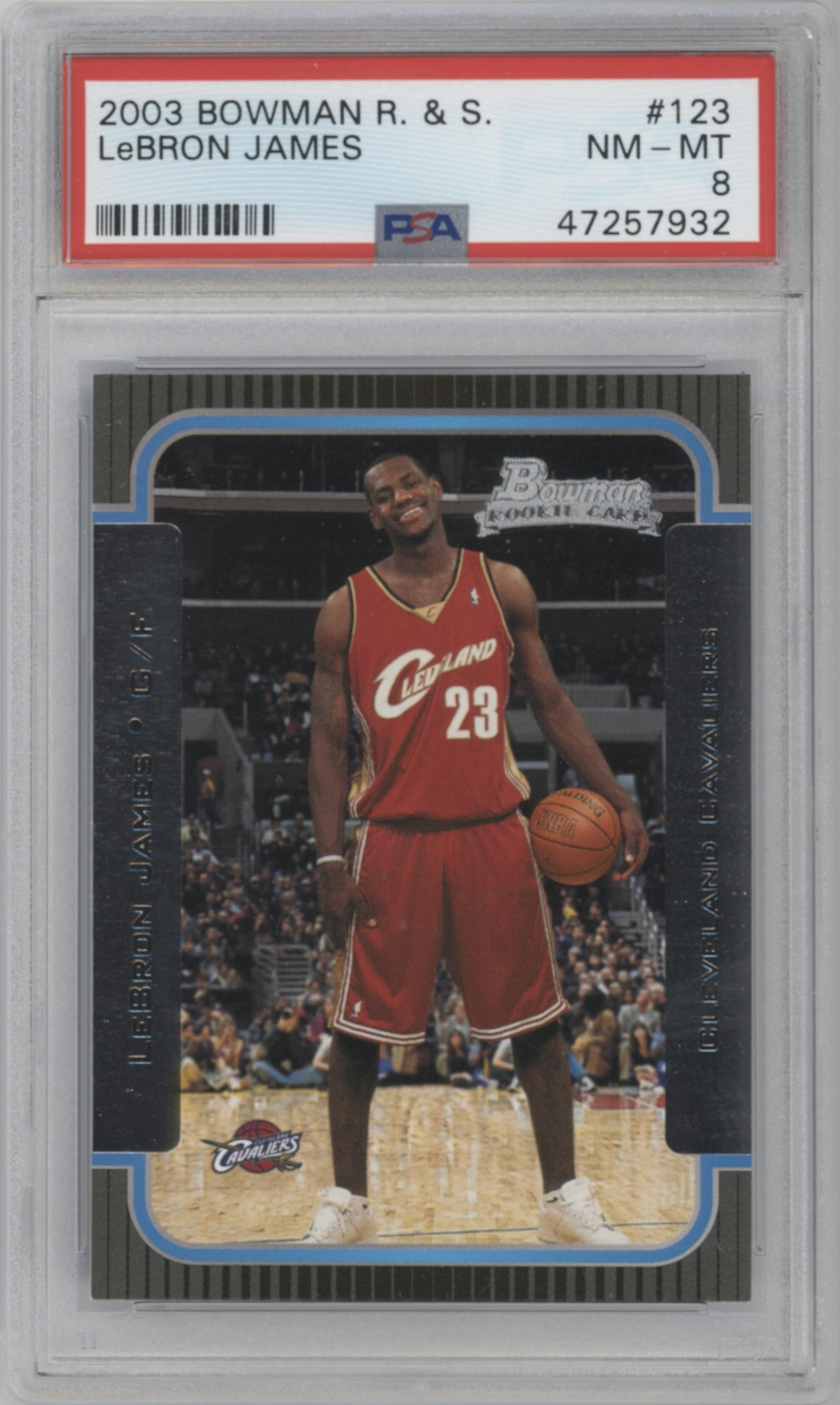 LeBron James  from the 2003-04 Bowman set graded by PSA and given an overall grade of 8.