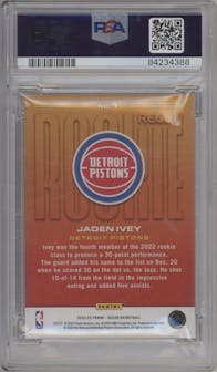 Jaden Ivey from the 2022-23 Panini Recon set graded by PSA and given an overall grade of 10.