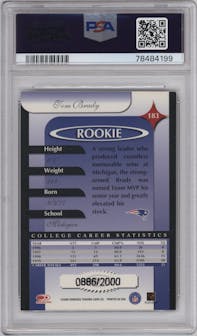Tom Brady from the 2000 Donruss Elite set graded by PSA and given an overall grade of 8.
