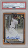 Bralyn Brazoban from the 2024 Bowman Chrome set featuring a Orange Refractor parallel graded by PSA and given an overall grade of 10.