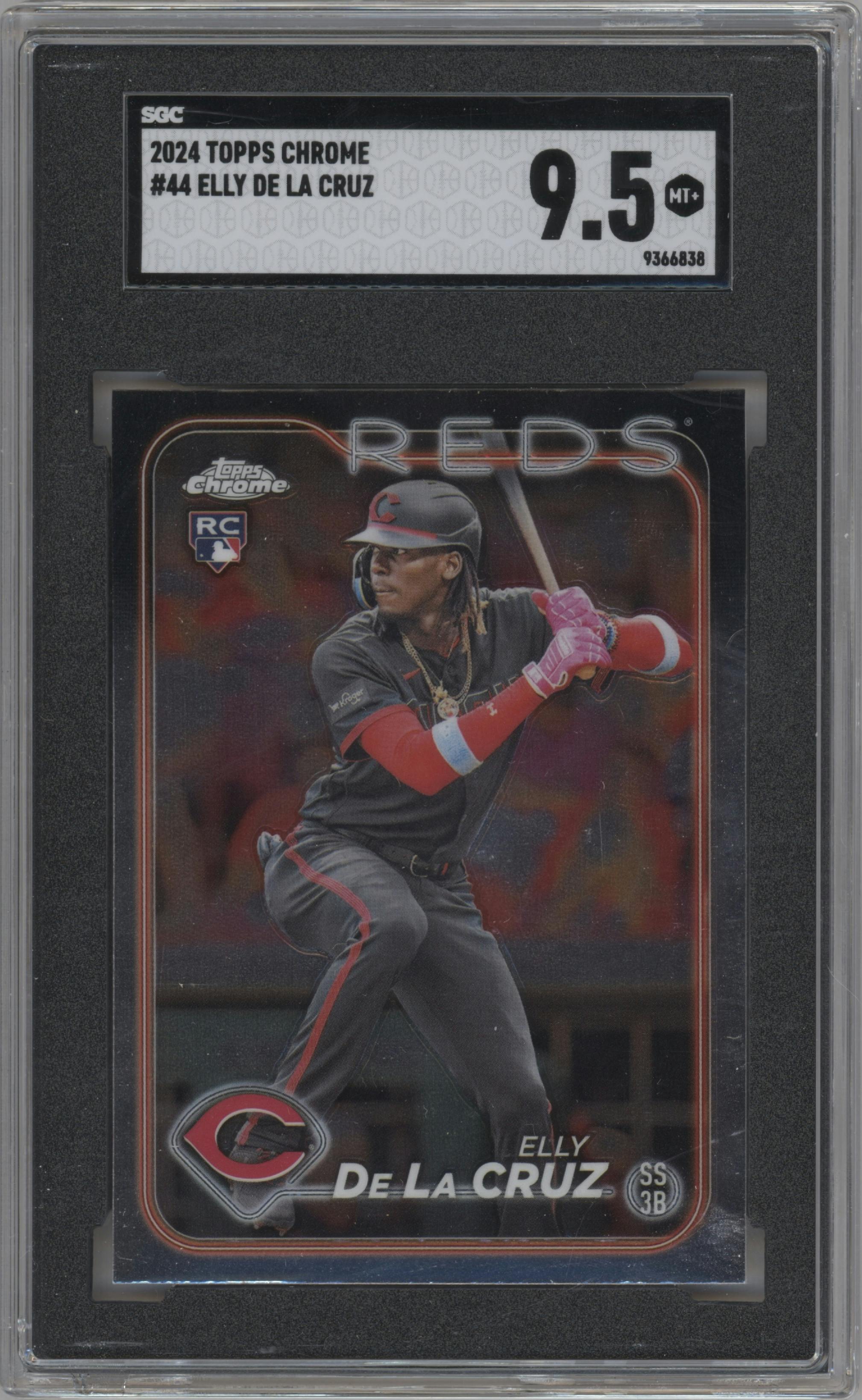 Elly De La Cruz from the 2024 Topps Chrome set graded by SGC and given an overall grade of 9.5.