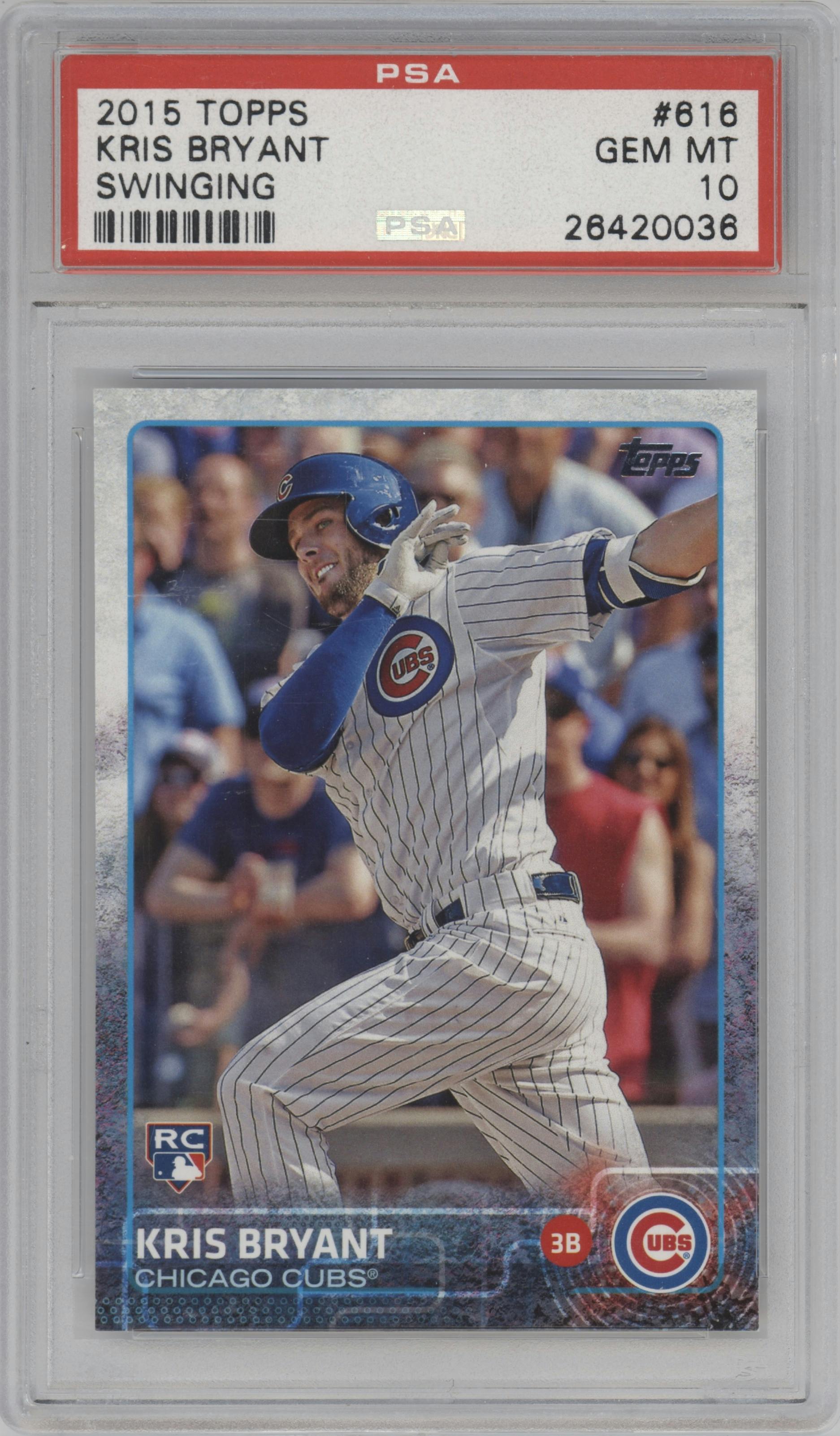 Kris Bryant from the 2015 Topps Series 2 set graded by PSA and given an overall grade of 10.