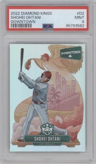 Shohei Ohtani from the 2022 Panini Diamond Kings set graded by PSA and given an overall grade of 9.