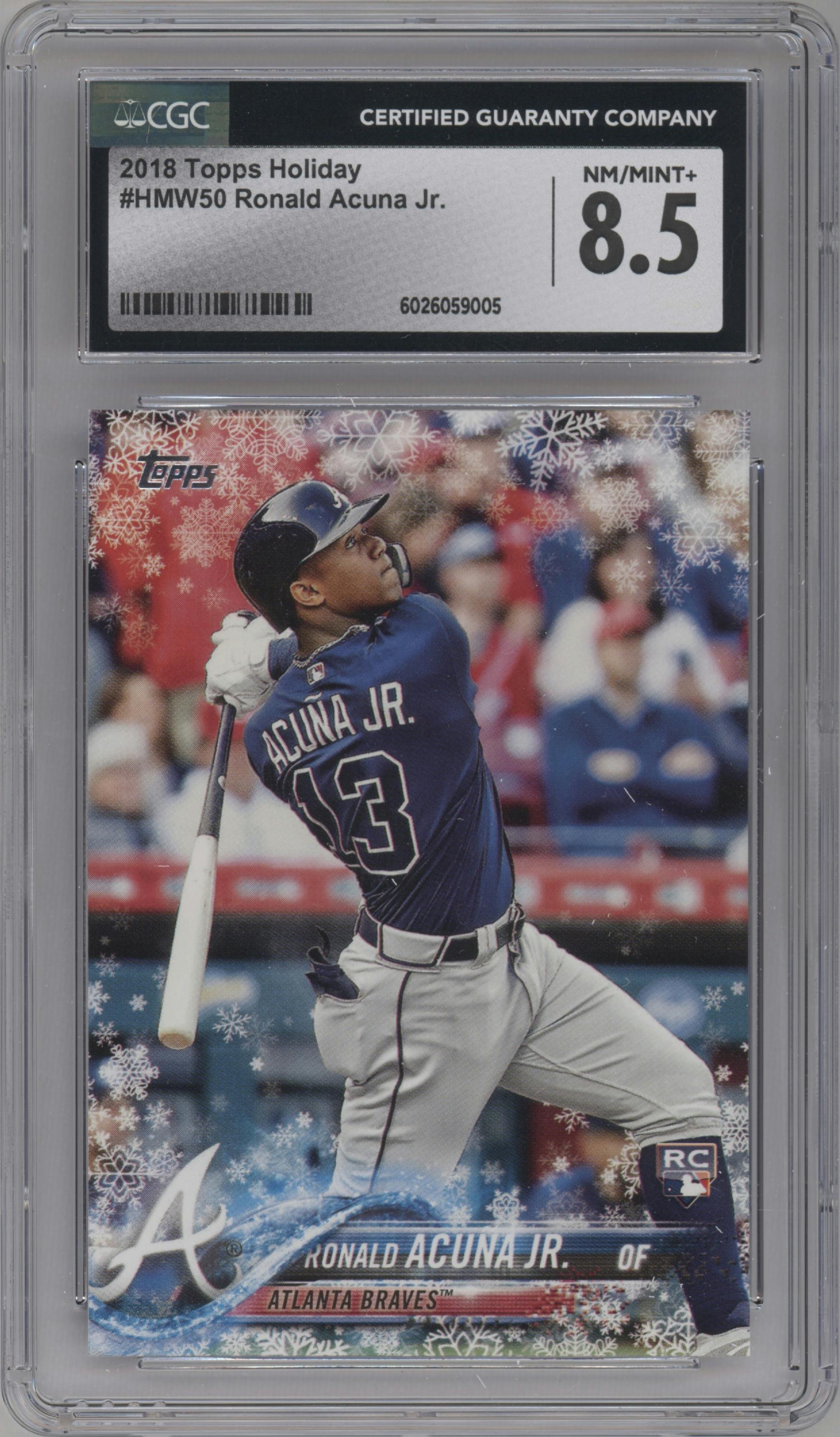 Ronald Acuna Jr. from the 2018 Topps Holiday set graded by CSG and given an overall grade of 8.5.