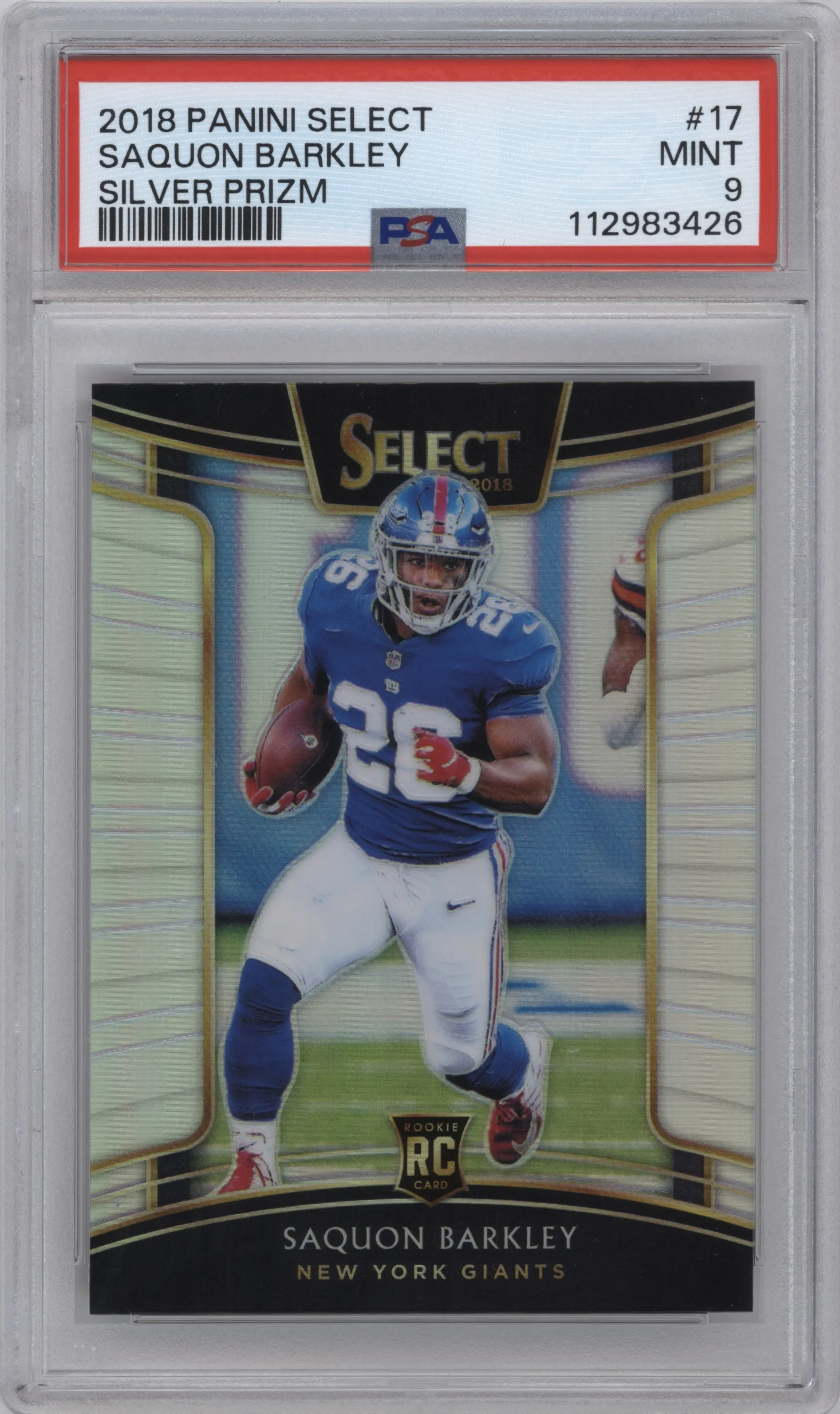 2018 Panini Select Saquon Barkley Silver Prizm PSA 9