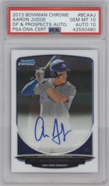 Aaron Judge from the 2013 Bowman Draft Picks & Prospects set graded by PSA and given an overall grade of 10.