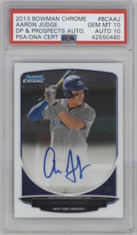 Aaron Judge from the 2013 Bowman Draft Picks & Prospects set graded by PSA and given an overall grade of 10.