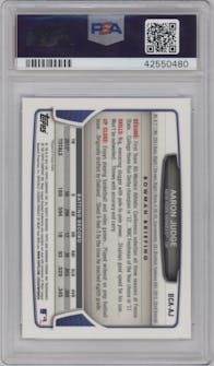 Aaron Judge from the 2013 Bowman Draft Picks & Prospects set graded by PSA and given an overall grade of 10.
