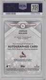 Jordan Walker from the 2023 Bowman Sterling set featuring a Orange Refractor parallel graded by PSA and given an overall grade of 10.