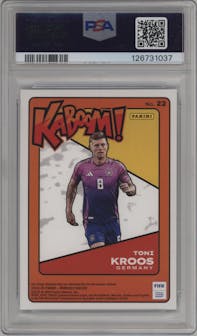 Toni Kroos from the 2024-25 Panini Donruss set graded by PSA and given an overall grade of 10.