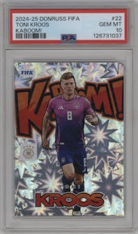 Toni Kroos from the 2024-25 Panini Donruss set graded by PSA and given an overall grade of 10.