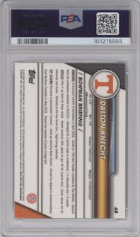 Dalton Knecht  from the 2023-24 Bowman U Chrome set featuring a Pink Refractor parallel graded by PSA and given an overall grade of 10.