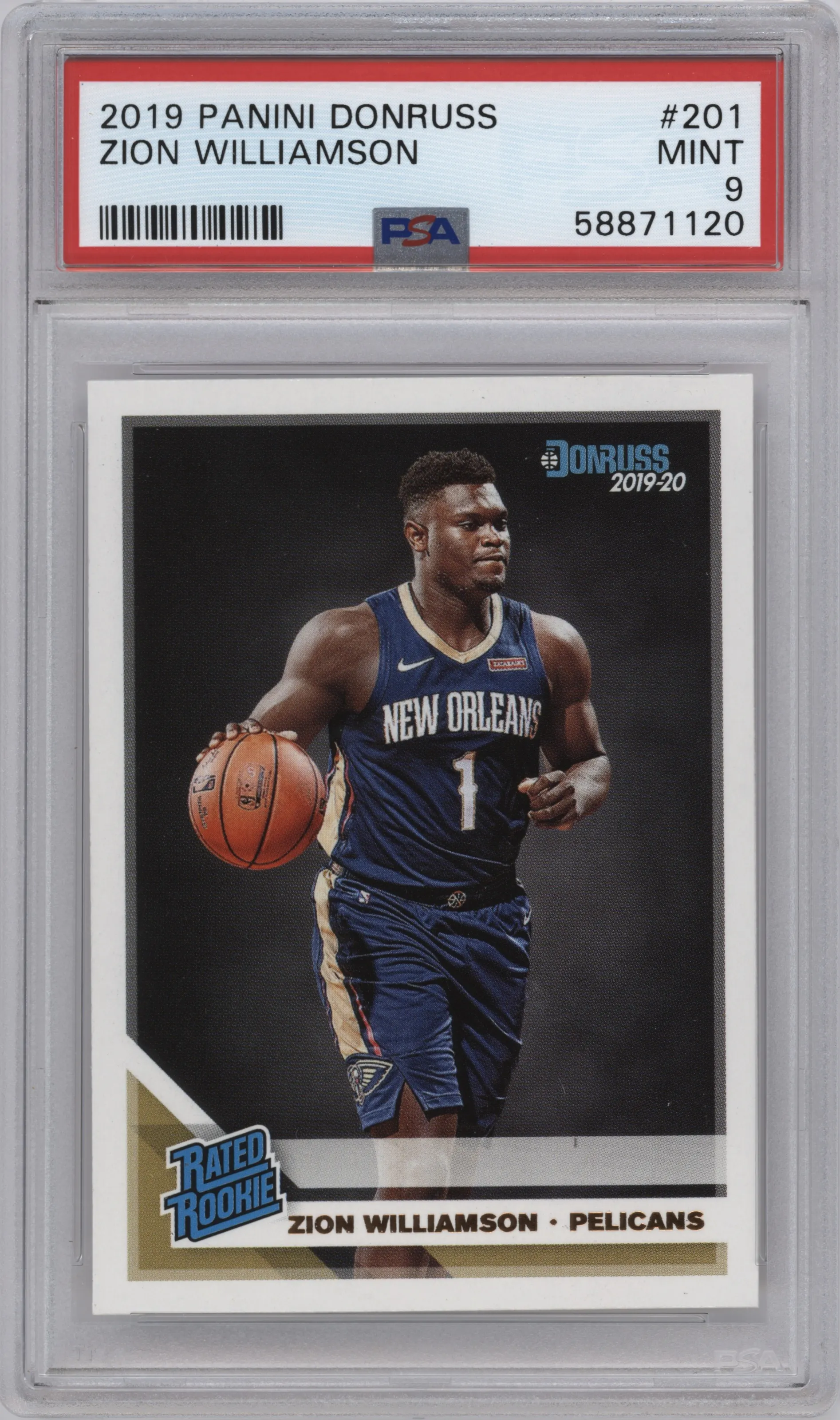 2019 Panini Donruss Rated Rookie Zion Williamson PSA 9