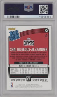 Shai Gilgeous-Alexander from the 2018-19 Panini Donruss Optic set featuring a White Sparkle parallel graded by PSA and given an overall grade of 10.