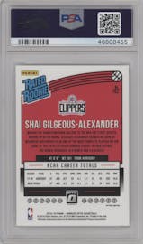 Shai Gilgeous-Alexander from the 2018-19 Panini Donruss Optic set featuring a White Sparkle parallel graded by PSA and given an overall grade of 10.