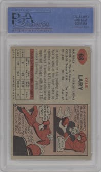 Yale Lary from the 1957 Topps set graded by PSA and given an overall grade of 8.
