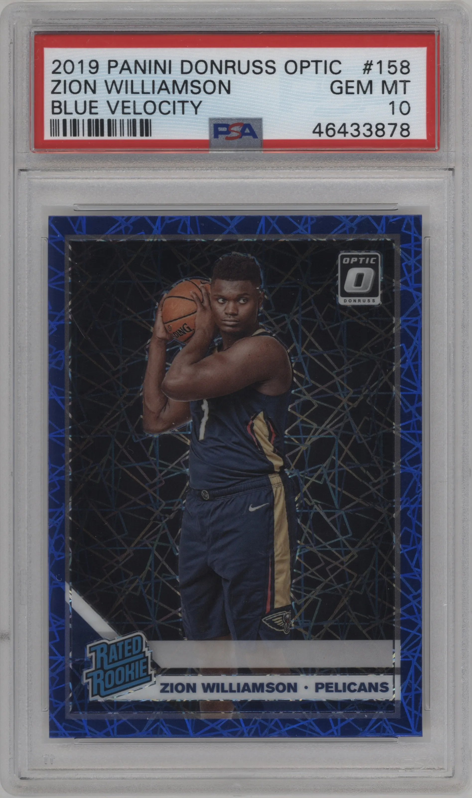 2019 Panini Donruss Optic Rated Rookie Zion Williamson Blue Velocity #158 PSA 10