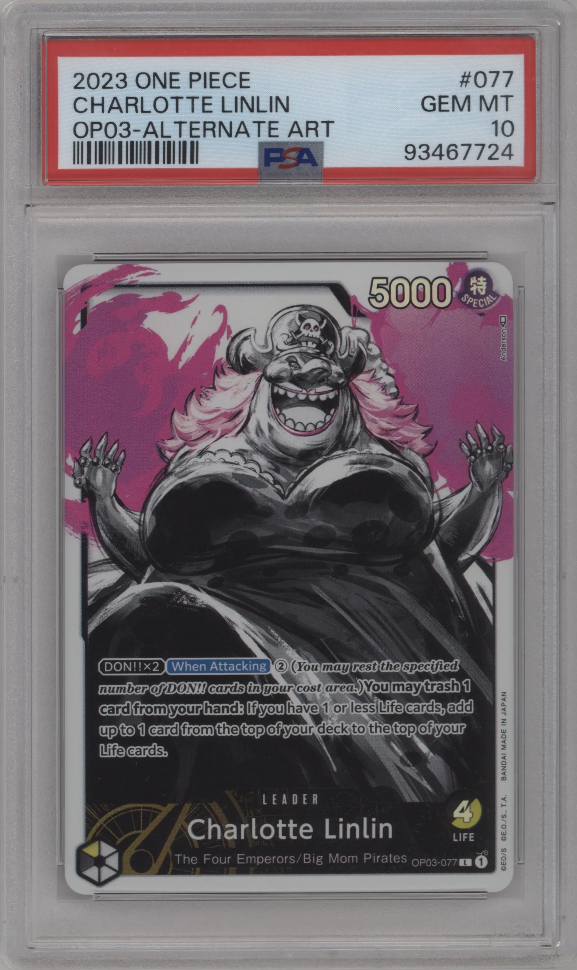 2023 One Piece Pillars of Strength Charlotte Linlin Alternate Art PSA 10