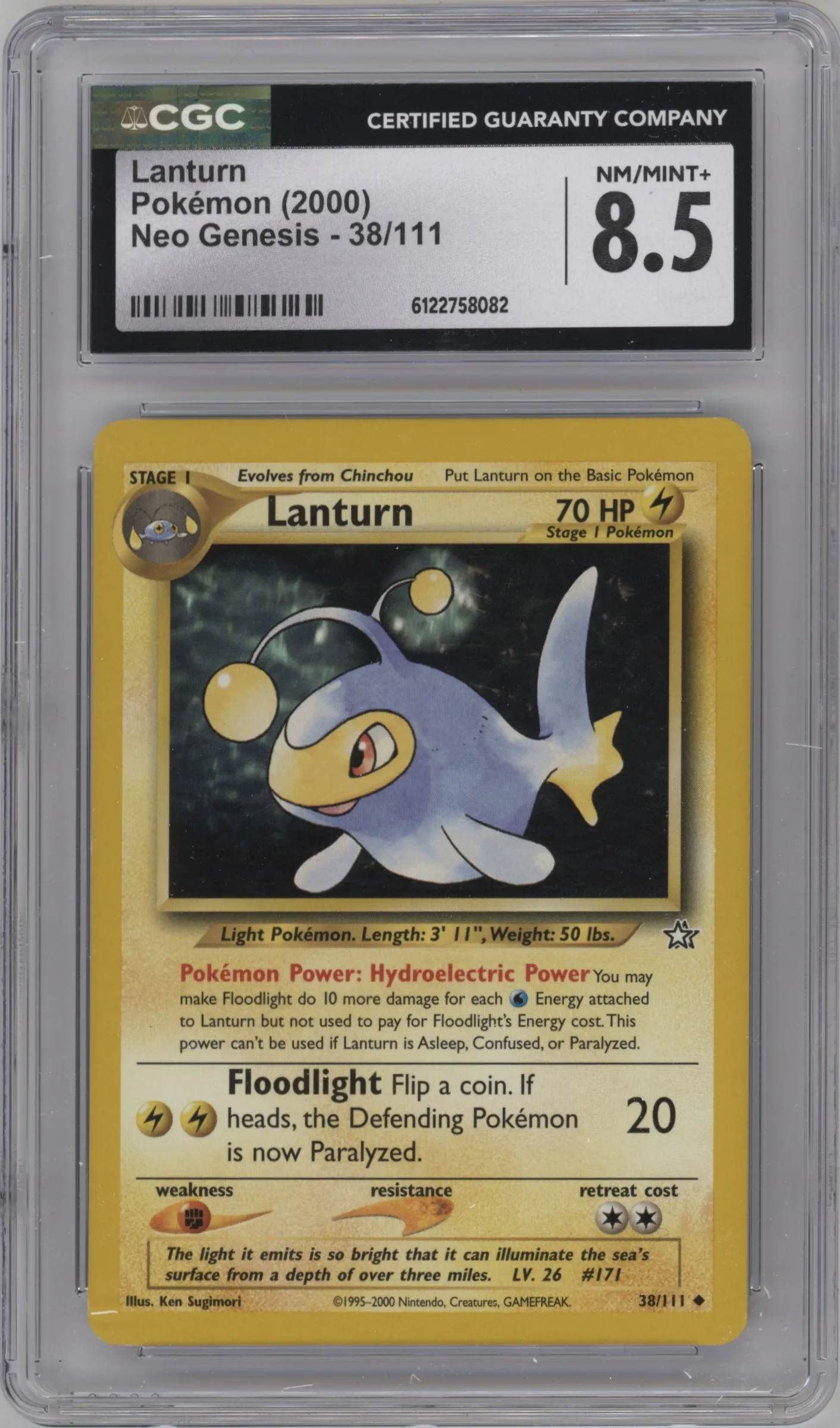 2000 Pokemon Neo Genesis Lanturn #38 CGC 8.5