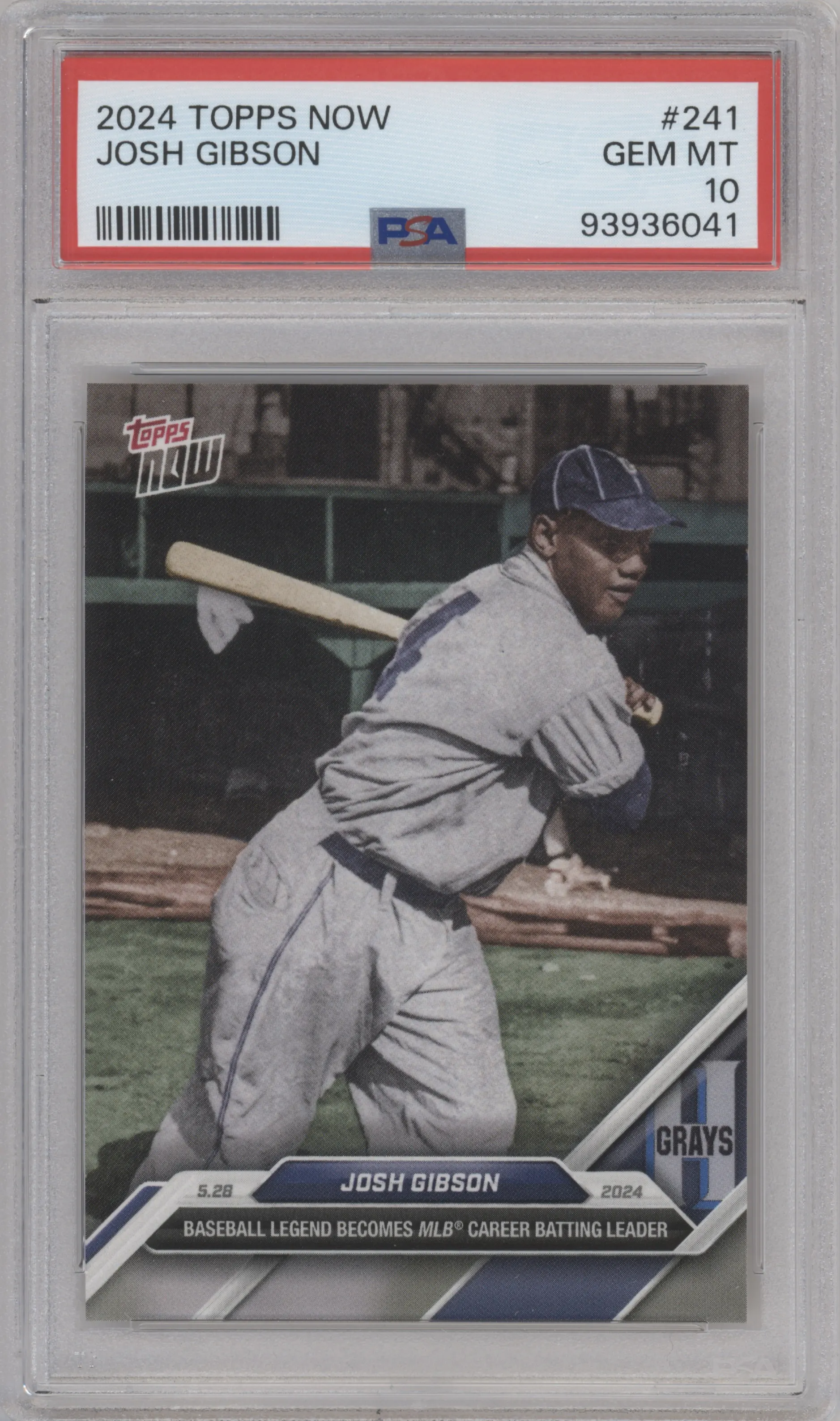 2024 Topps Now Josh Gibson PSA 10