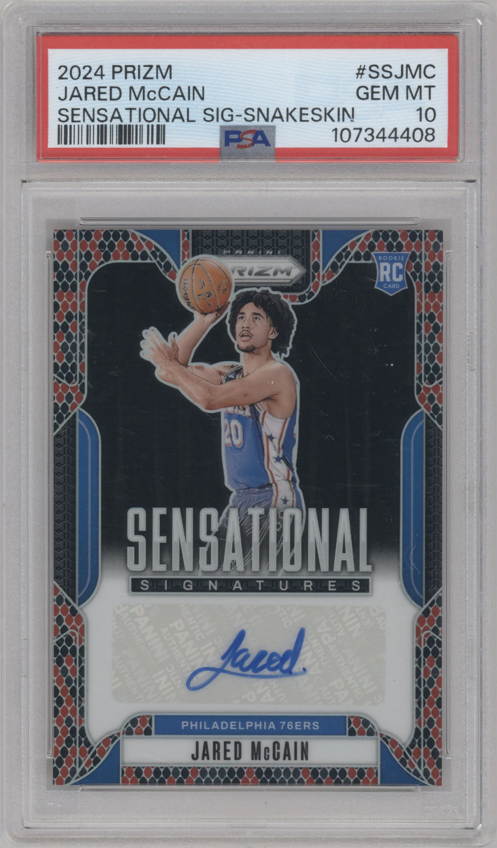 2024 Panini Prizm Sensational Sig. Jared McCain Snakeskin #SS-JMC PSA 10