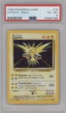 Zapdos from the 1999 Pokemon set graded by PSA and given an overall grade of 6.