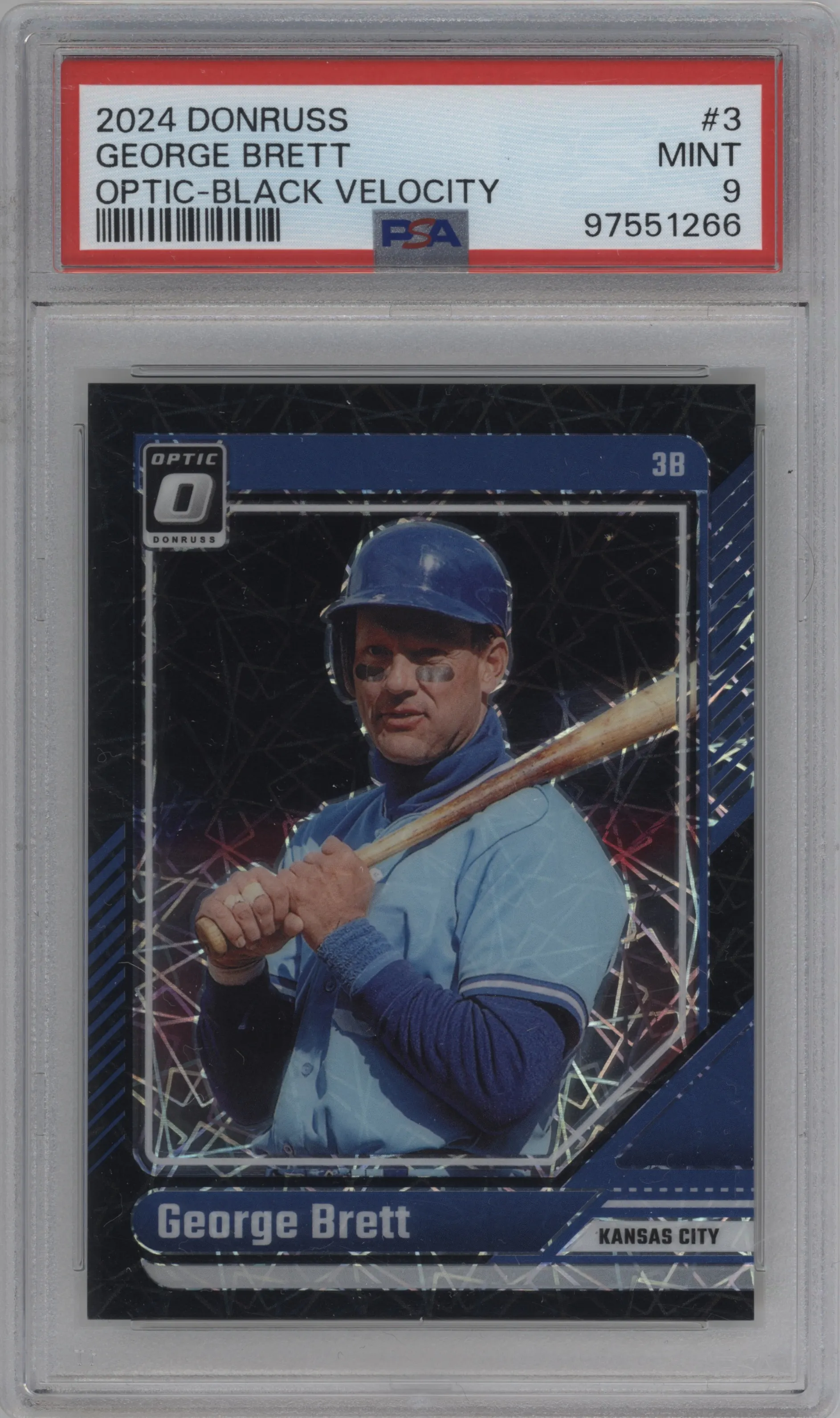 2024 Panini Donruss Optic George Brett Black Velocity #3 PSA 9