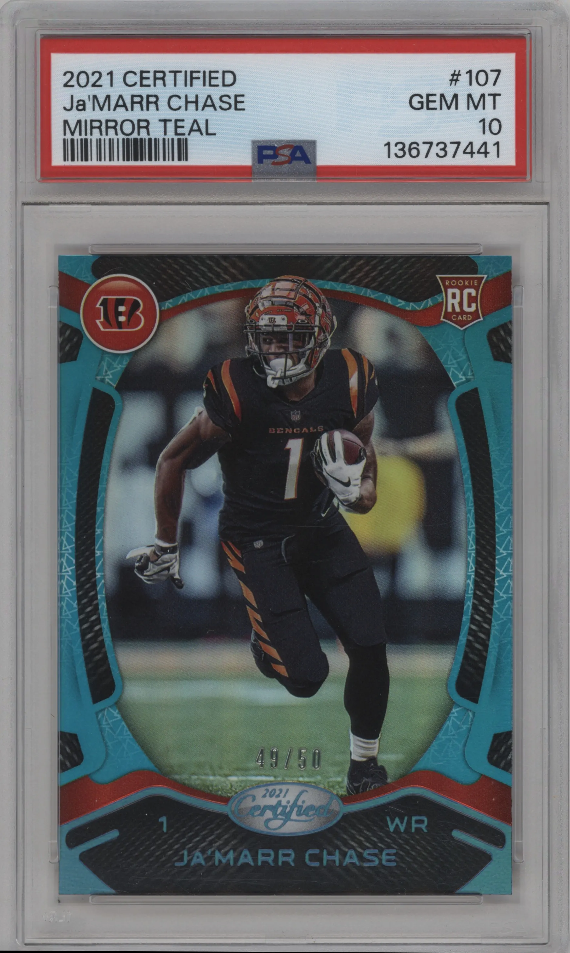 2021 Panini Certified Ja'Marr Chase Mirror Teal #107 PSA 10