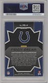 Anthony Richardson from the 2023 Panini Prizm set featuring a Green Prizm parallel graded by PSA and given an overall grade of 10.