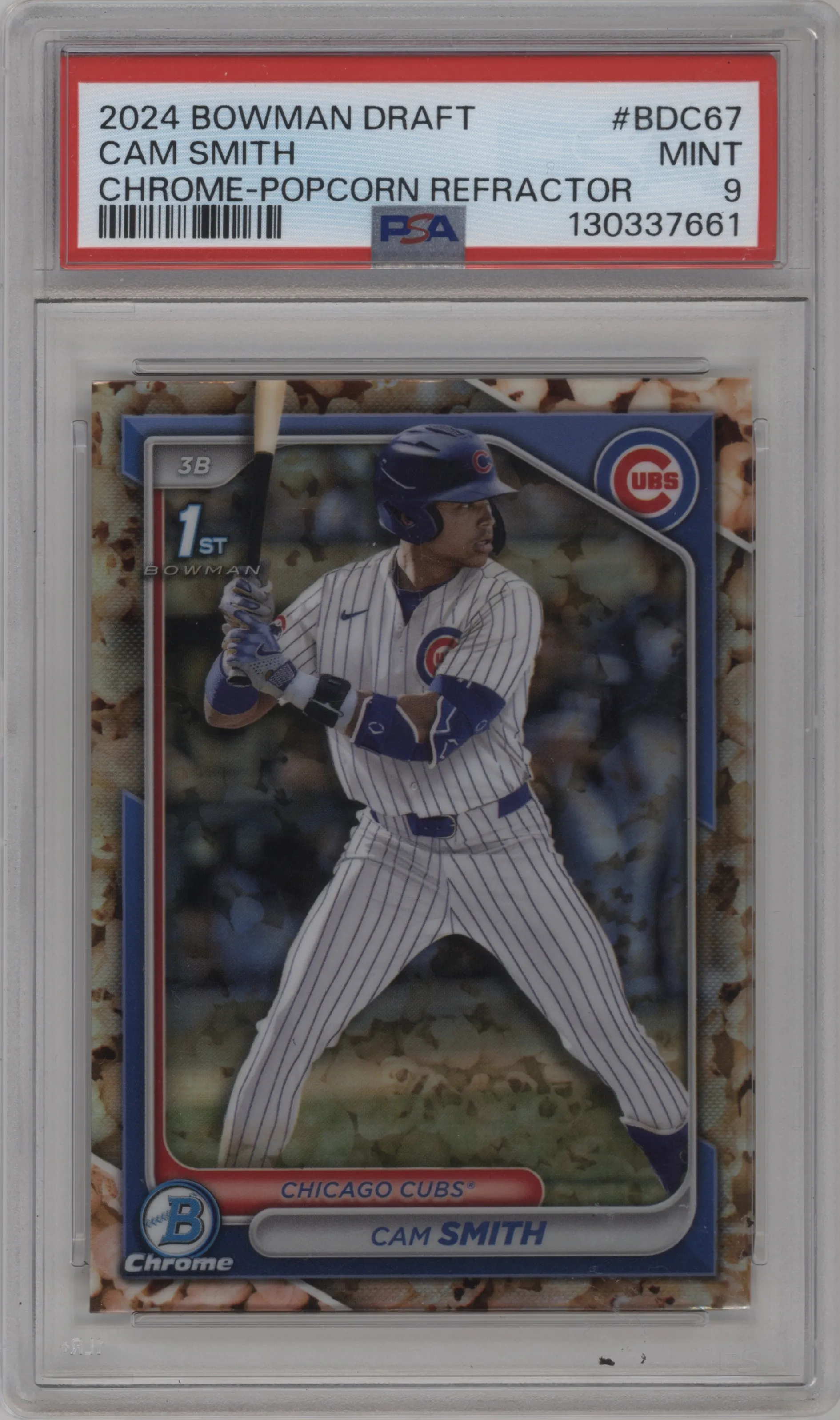 2024 Bowman Draft Chrome Cam Smith Popcorn Refractor #BDC-67 PSA 9
