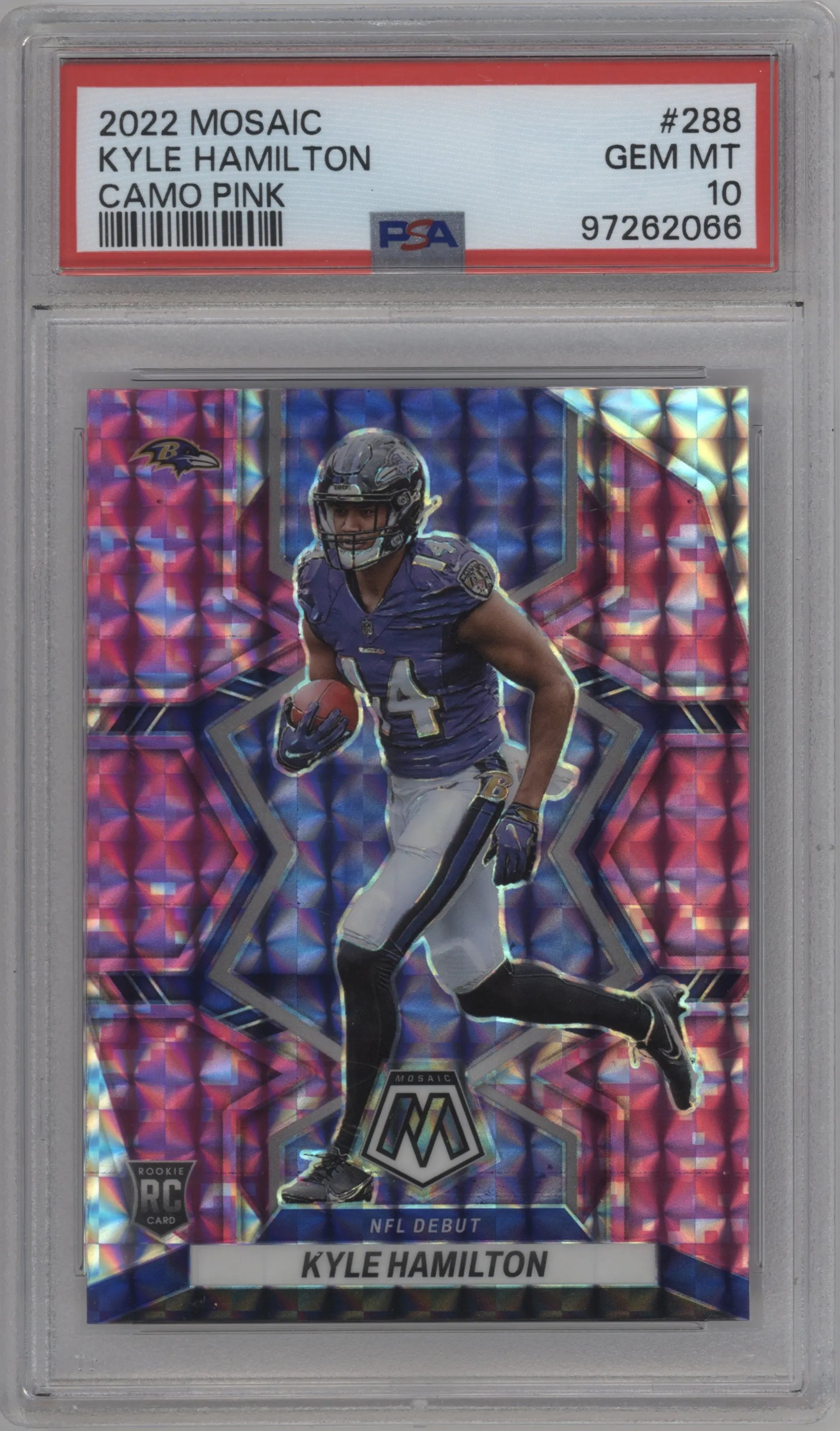 2022 Panini Mosaic Kyle Hamilton Pink Camo #288 PSA 10
