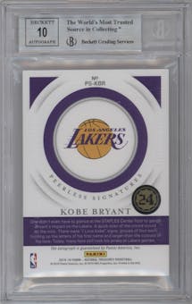 Kobe Bryant from the 2018-19 Panini National Treasures set featuring a Emerald parallel graded by Beckett and given an overall grade of 9.