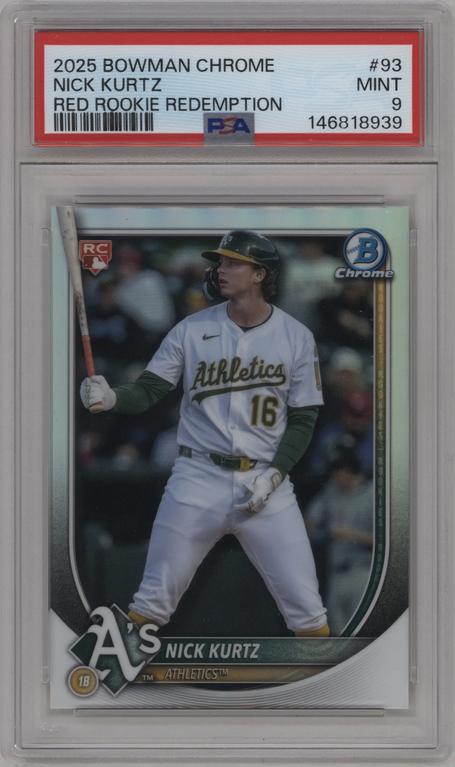 2025 Bowman Chrome Red RC Variation Nick Kurtz #93 PSA 9